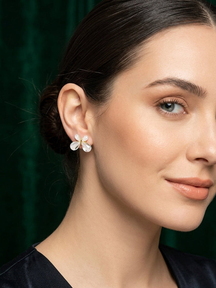 Fancy Beaded Flower Studs