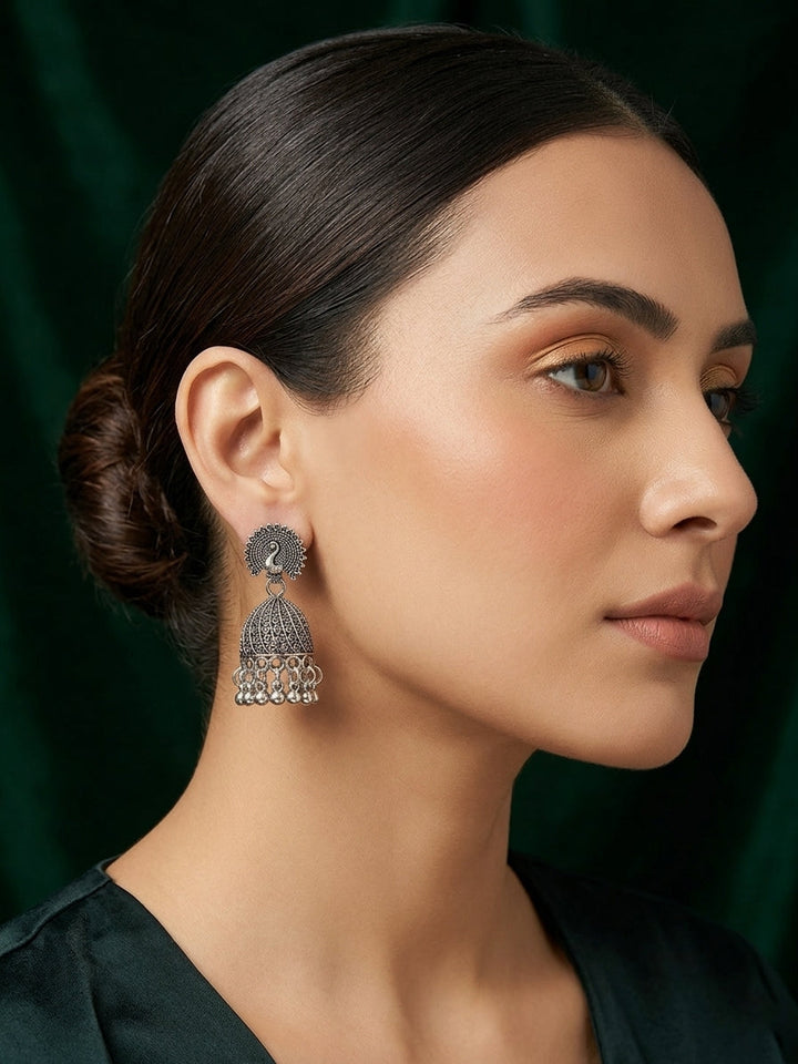 Silver Plated Oxidized Ethnic Jhumka