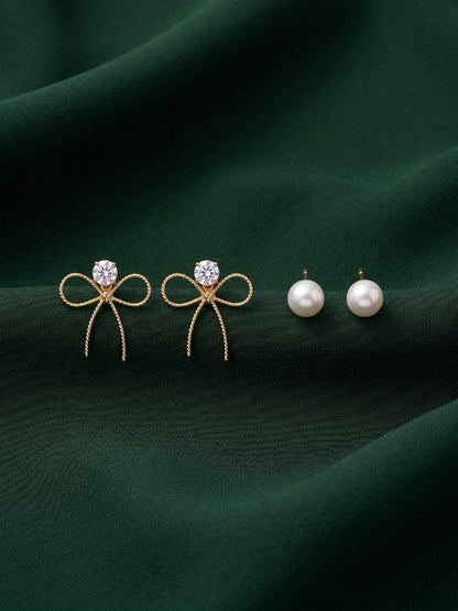 Set Of 2 Gold Plated Mini Studs