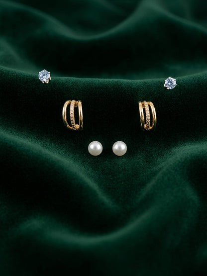 Set Of 3 Silver Plated Mini Studs