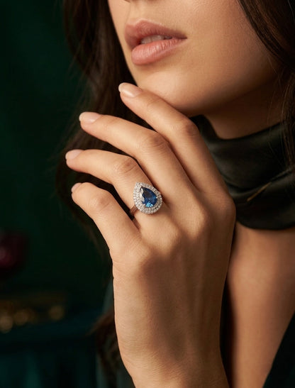 Silver-Plated AD Stone Studded Ring for Women
