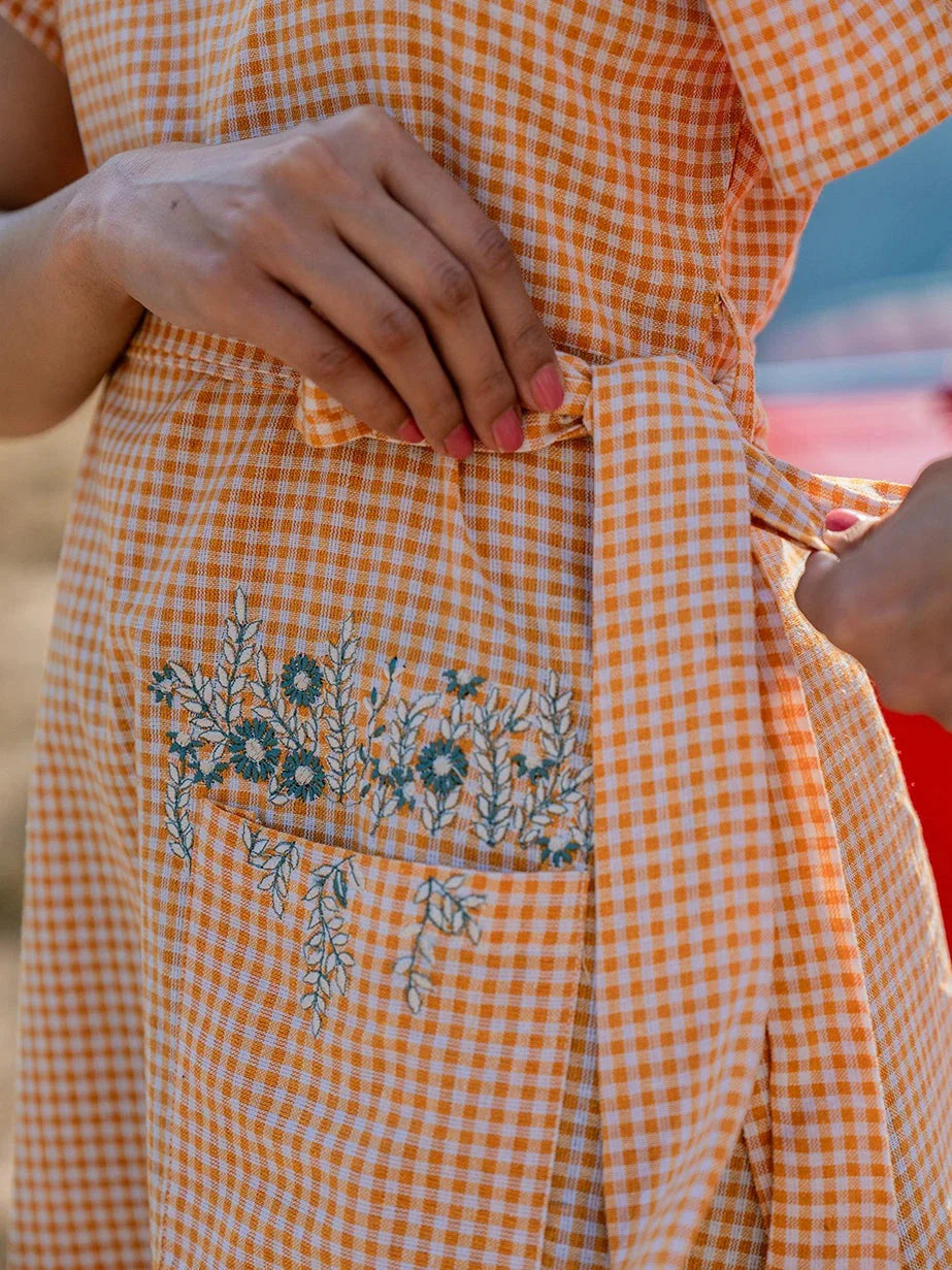 Orange Checked Dress
