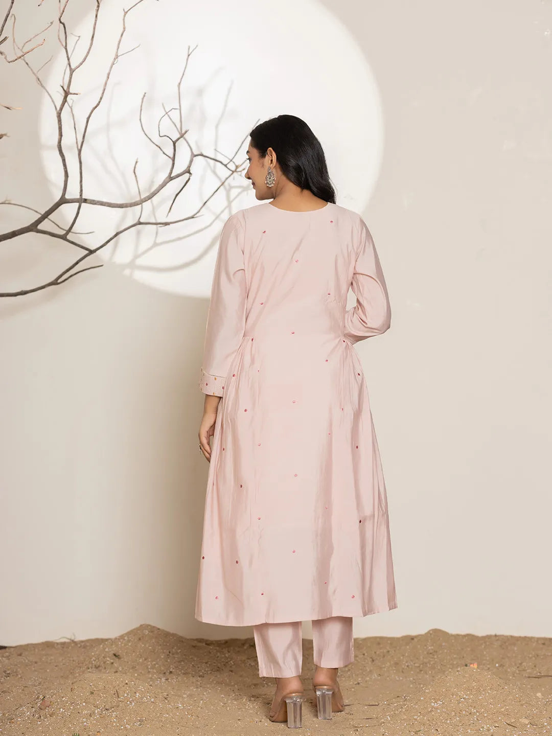 Embroidery Silk Blend A Line Kurta Dupatta Set