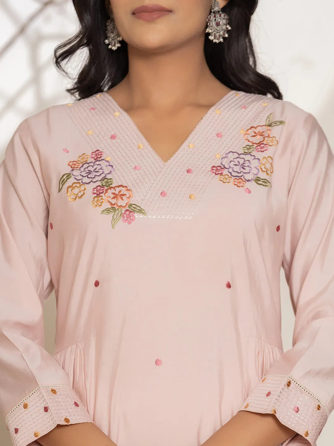 Embroidery Silk Blend A Line Kurta Dupatta Set