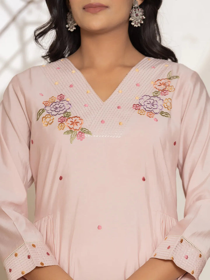 Embroidery Silk Blend A Line Kurta Dupatta Set