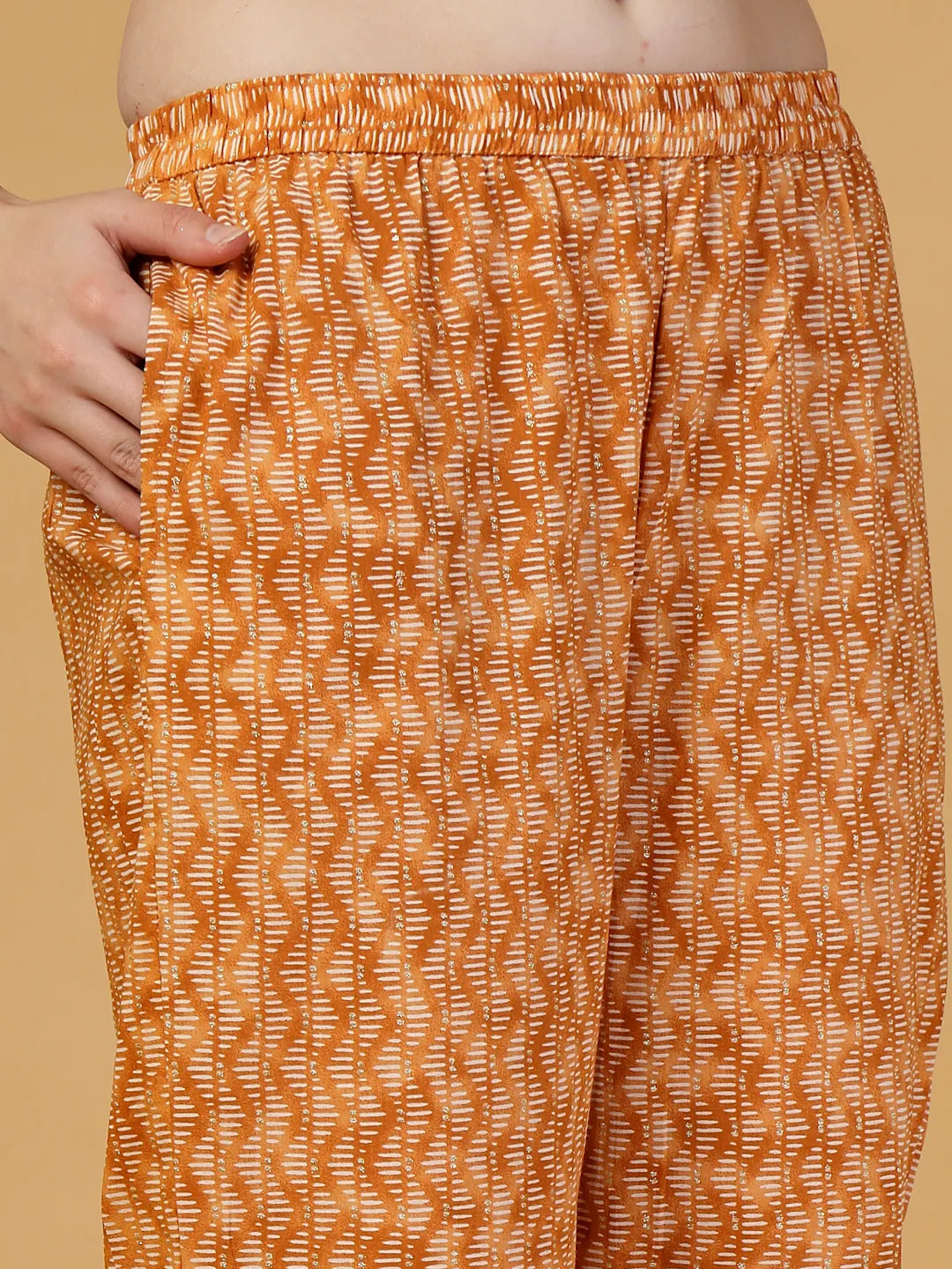 Peach Pure Cotton Kurta Dupatta Pant Set