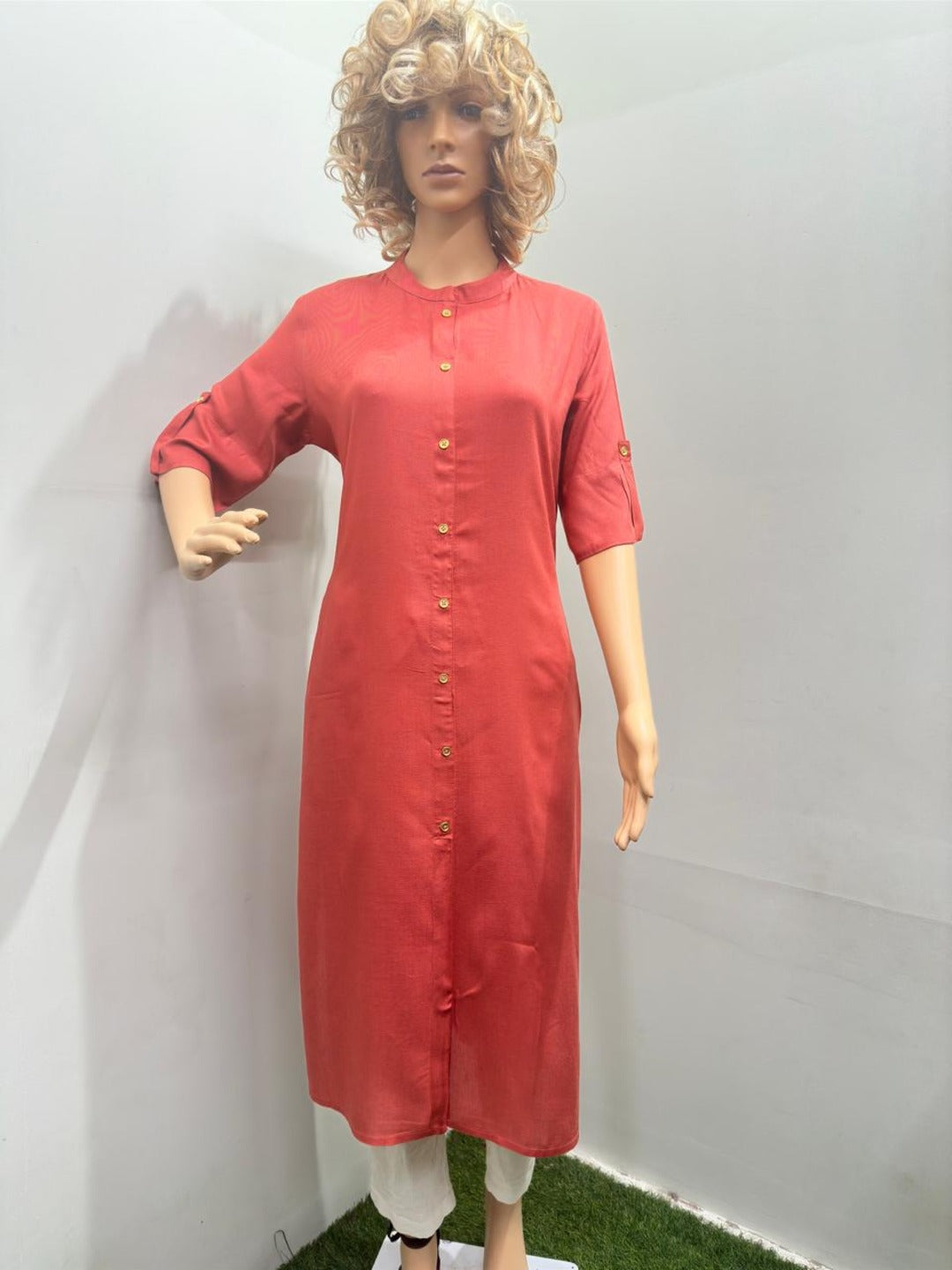 Peach Plain Kurti