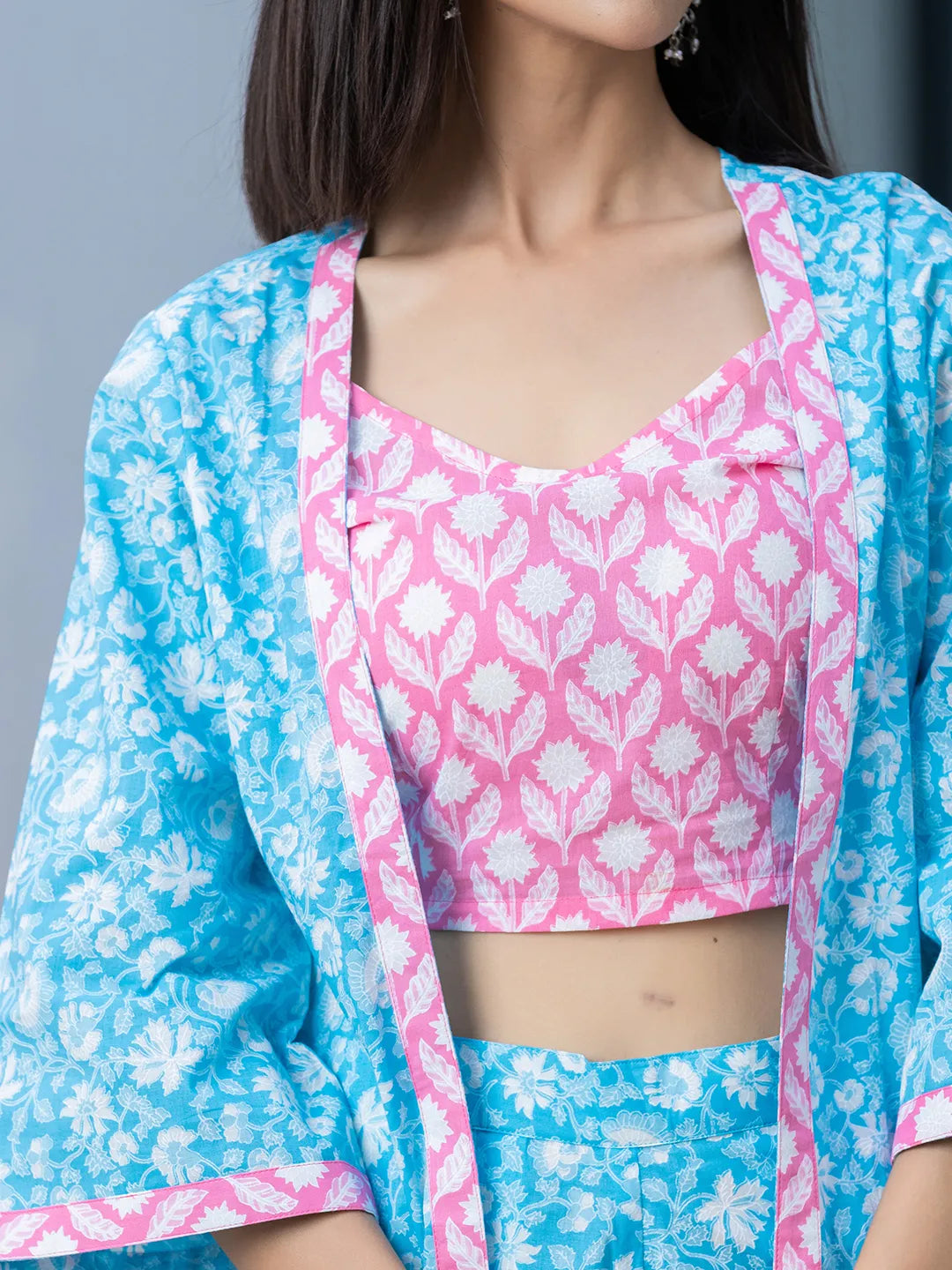 Pink &amp; Blue Co Ord Set Add Jacket