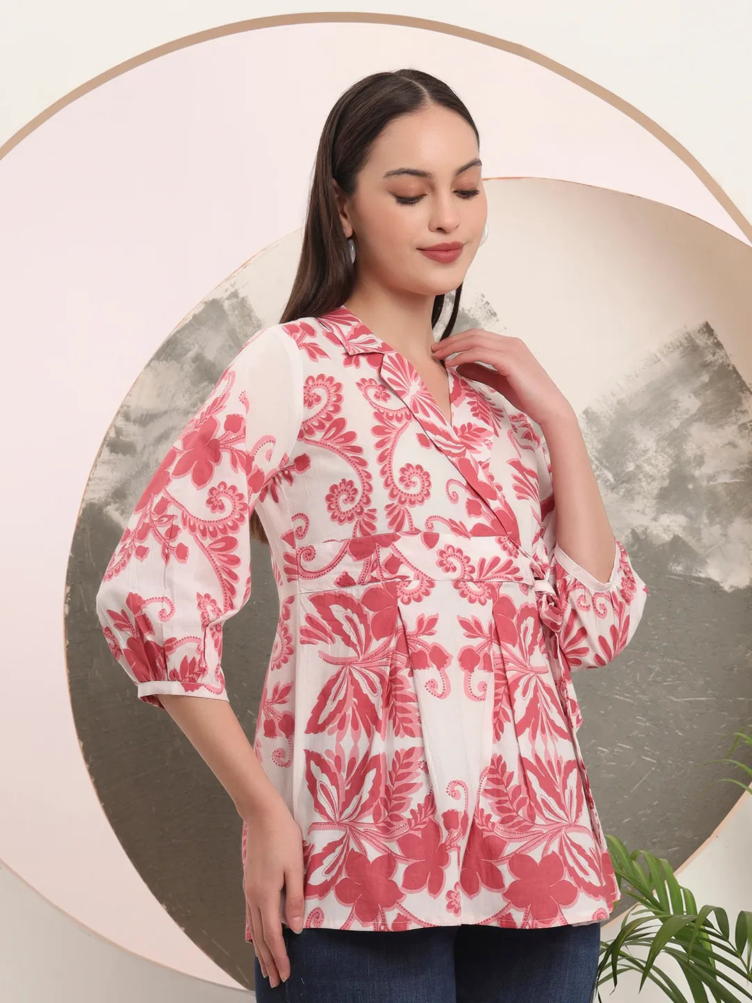 Pink Cotton Peplum Top