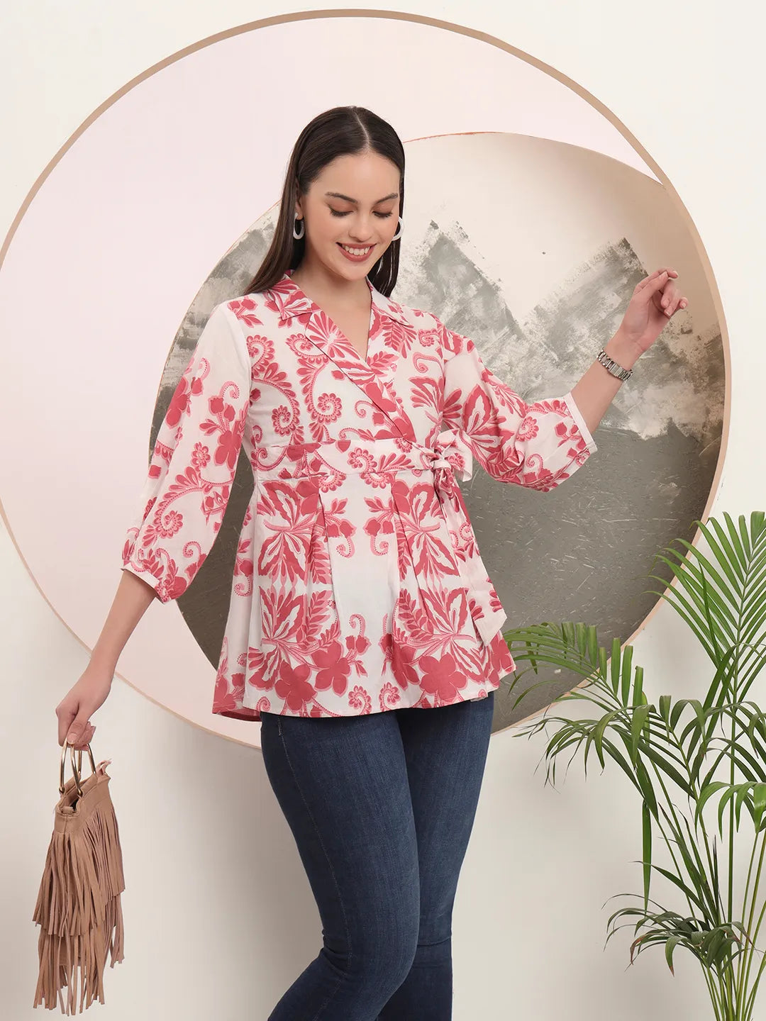 Pink Cotton Peplum Top