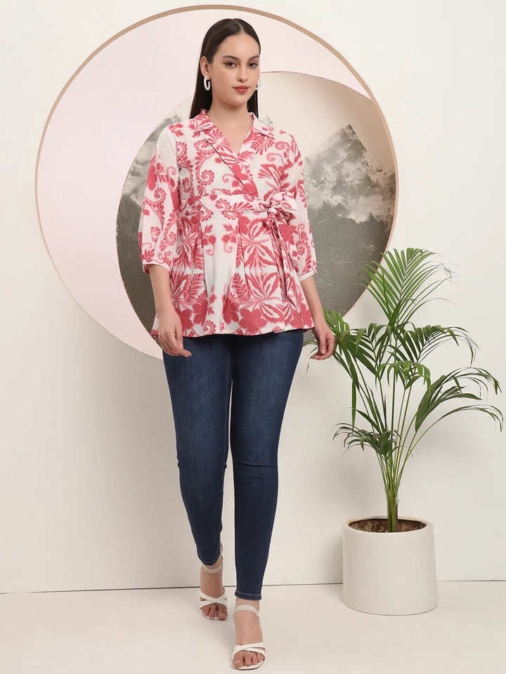 Pink Cotton Peplum Top