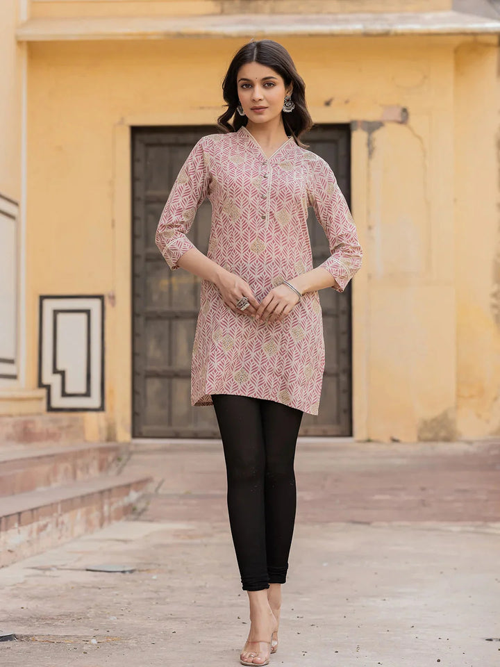 Pink Ethnic Motifs Cotton Top