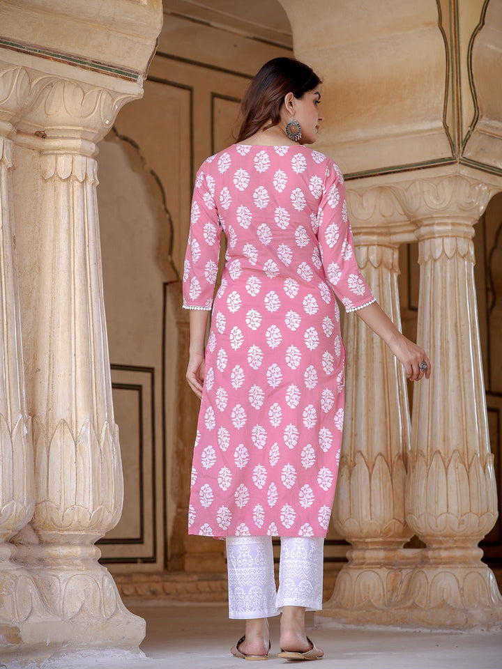 Pink Ethnic Motifs Printed Dupatta Set