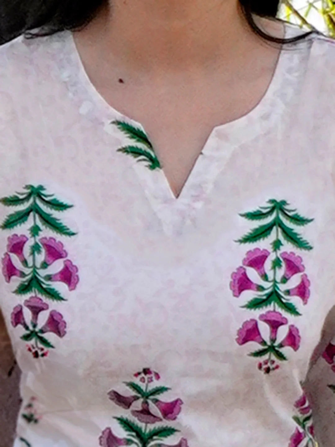 Pink Floral Straight Kurta Trouser Dupatta Set