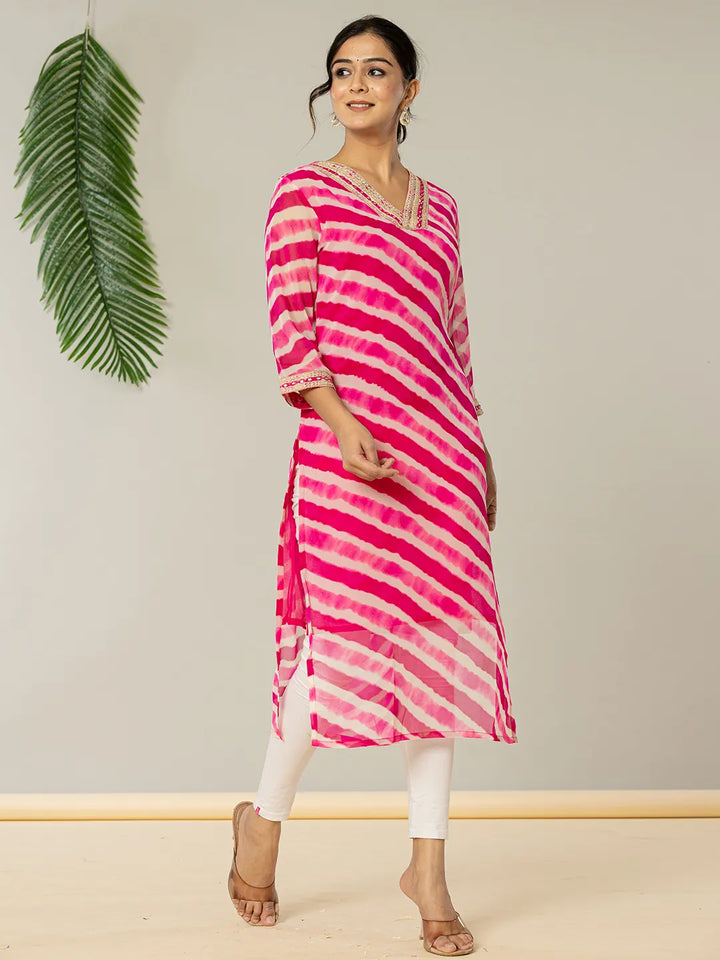 Pink Georgette Lahiya Kurta