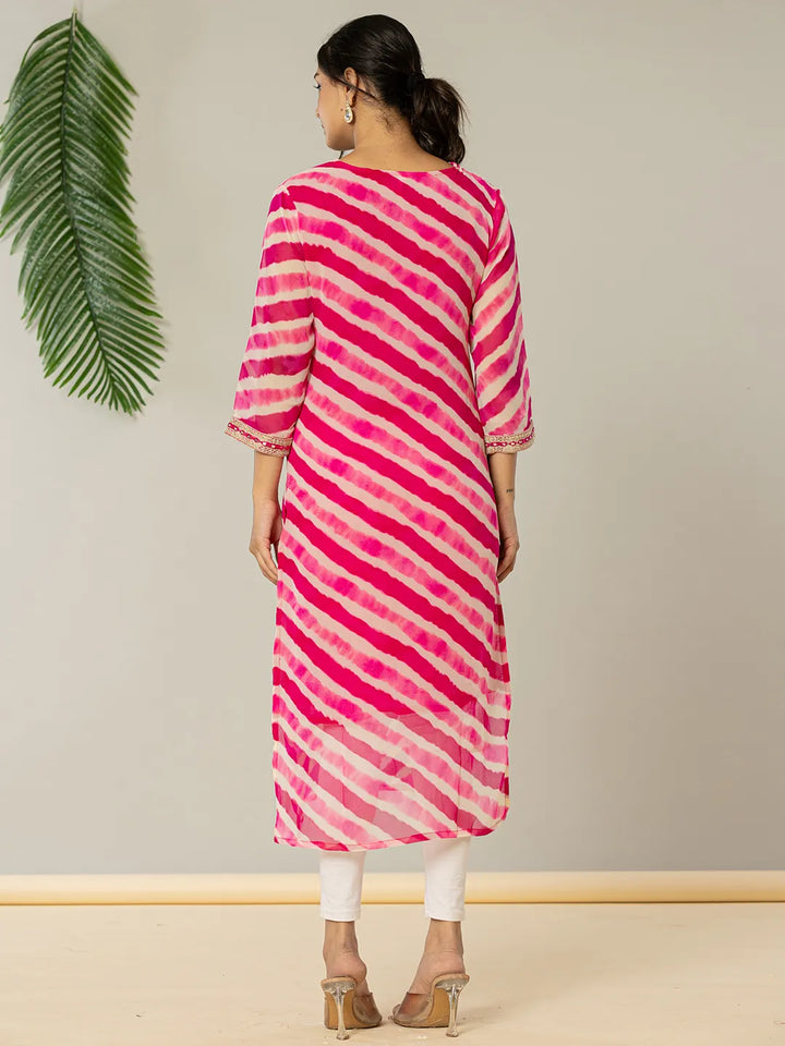 Pink Georgette Lahiya Kurta
