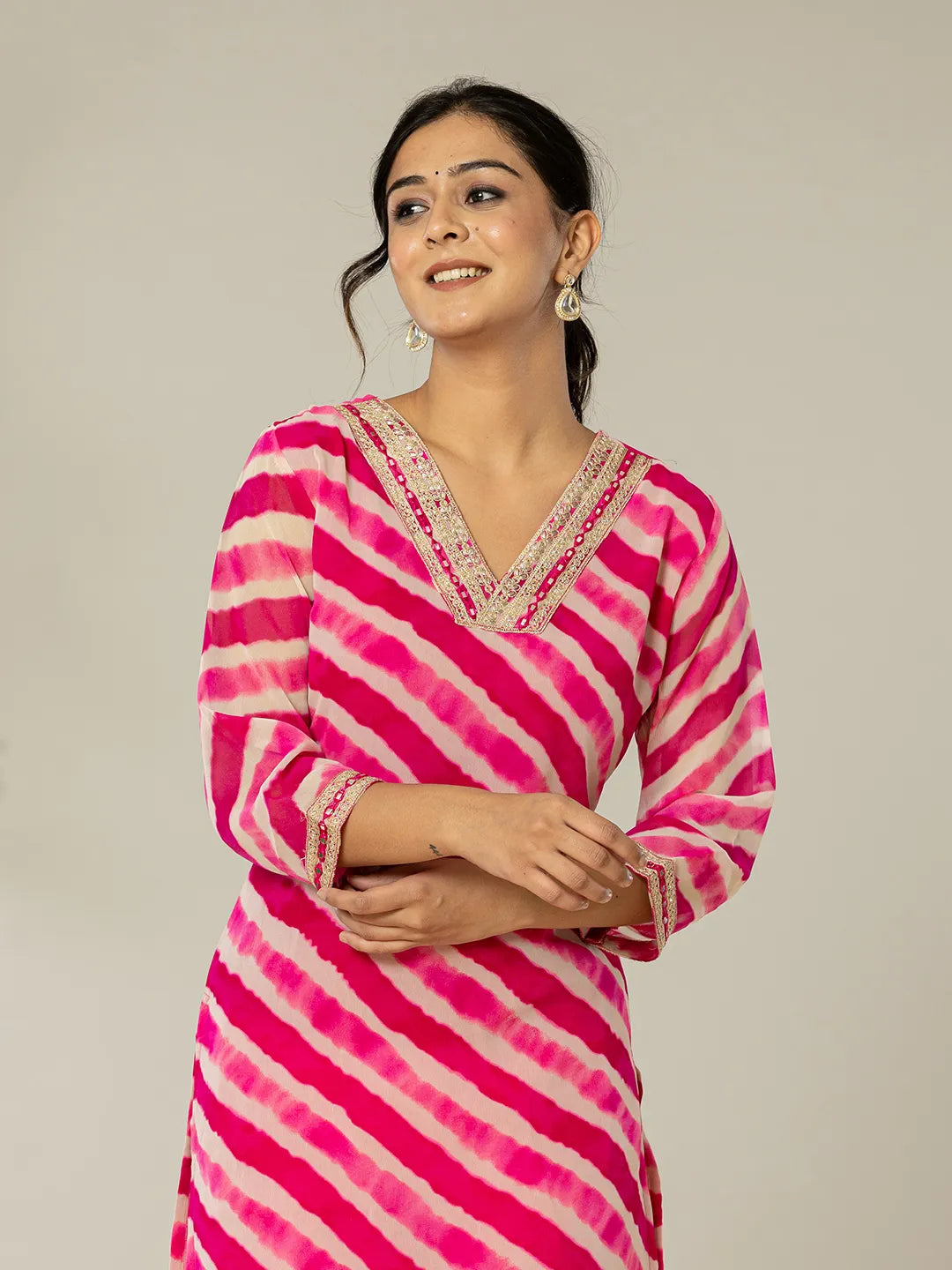 Pink Georgette Lahiya Kurta