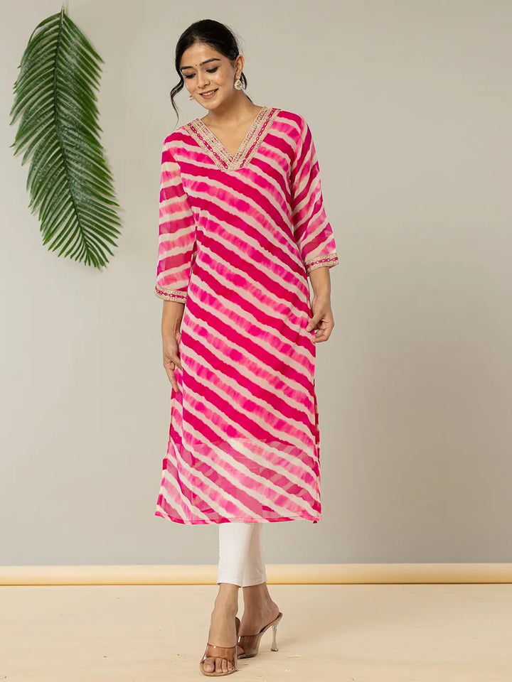 Pink Georgette Lahiya Kurta