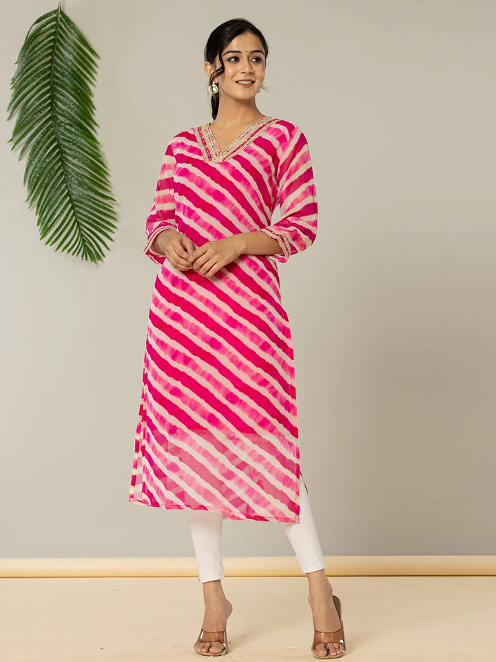 Pink Georgette Lahiya Kurta