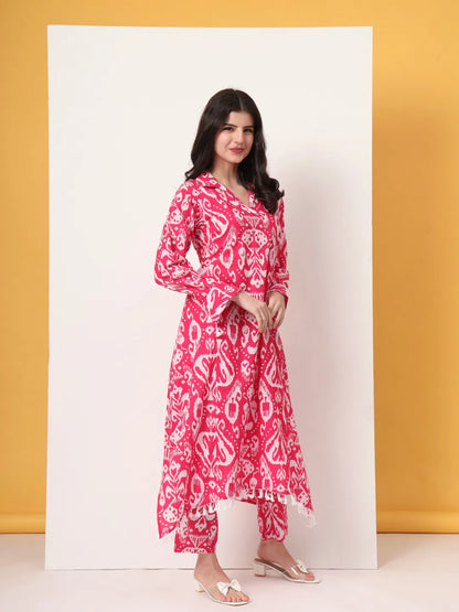 Pink Ikat  Pure Cotton Cord Set
