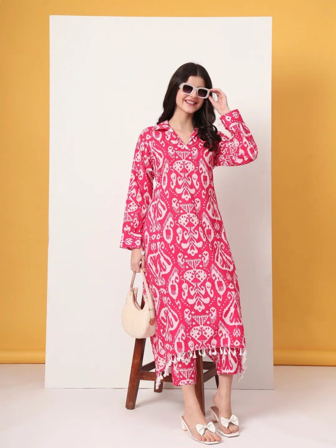 Pink Ikat  Pure Cotton Cord Set