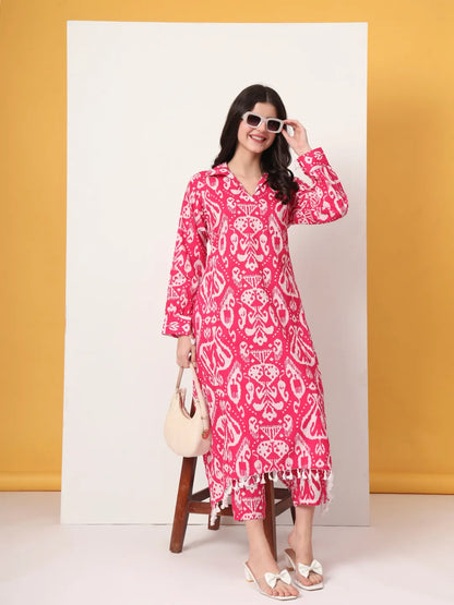 Pink Ikat  Pure Cotton Cord Set