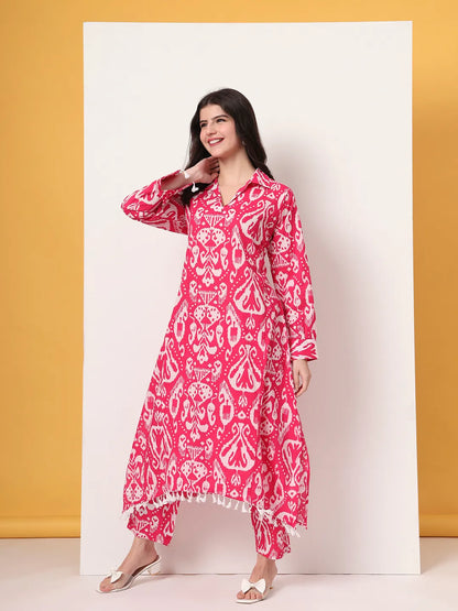 Pink Ikat  Pure Cotton Cord Set