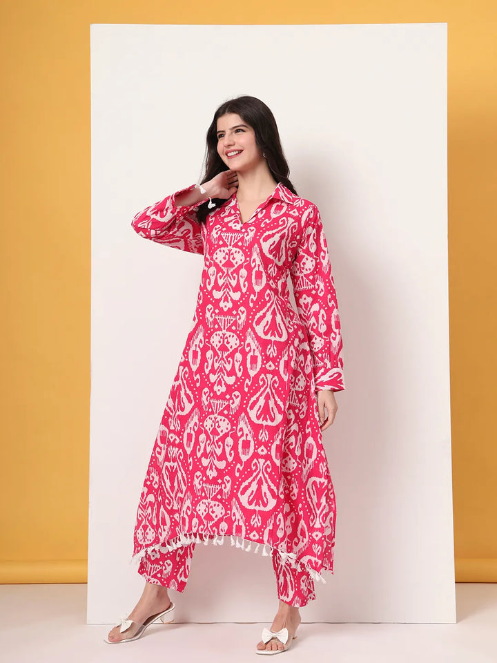 Pink Ikat  Pure Cotton Cord Set