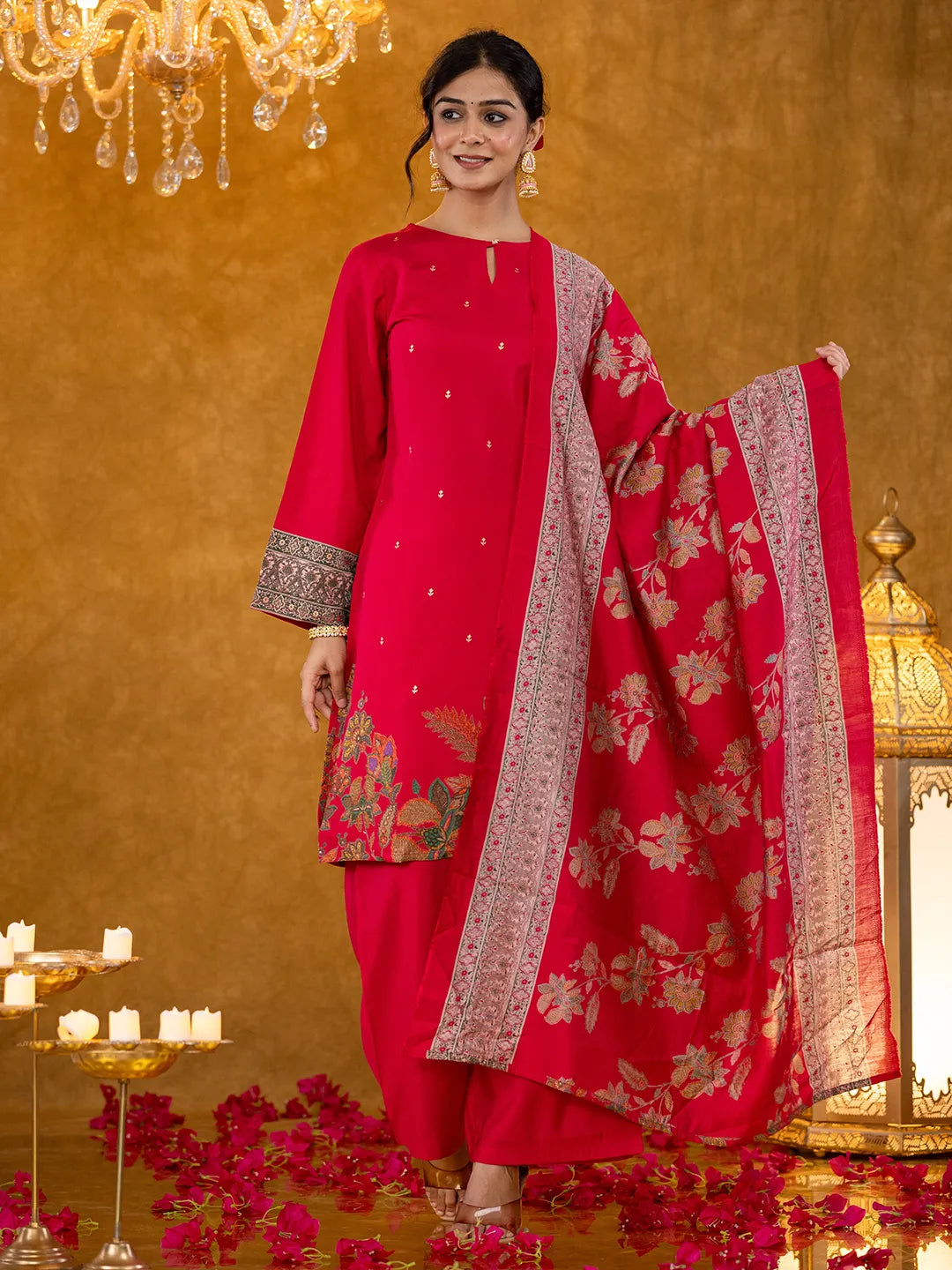 Pink Pakistani Style Kurta Dupatta Set