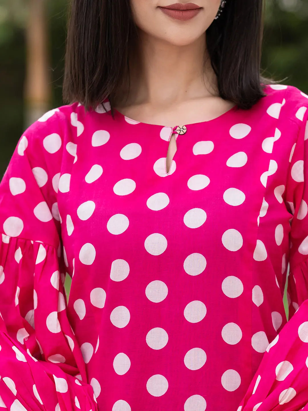 Pink Polka Dot Print Top And Trouser Co Ord Set