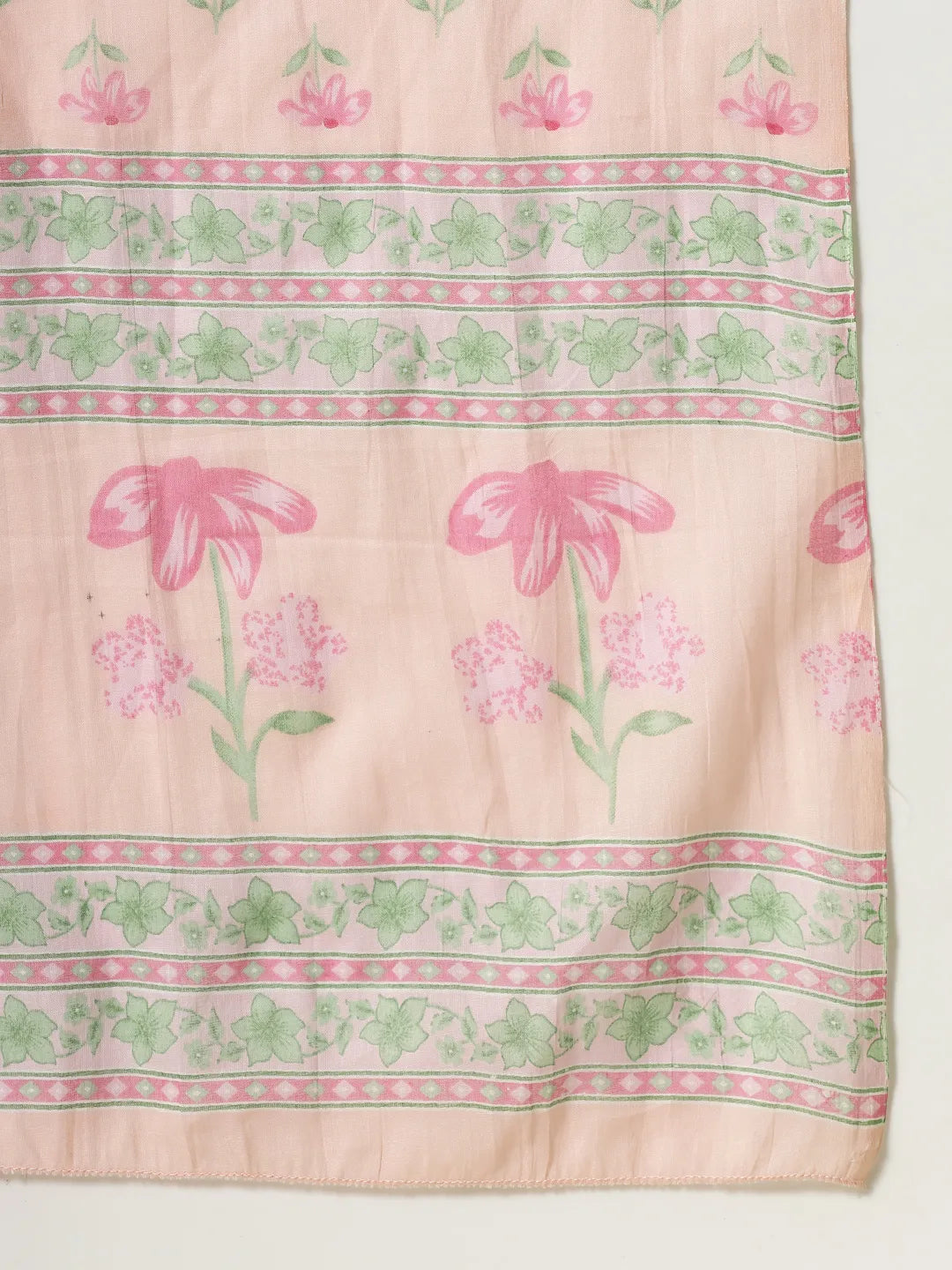 Pink Pure Cotton Floral Thread Work Kurta Dupatta Pant Set