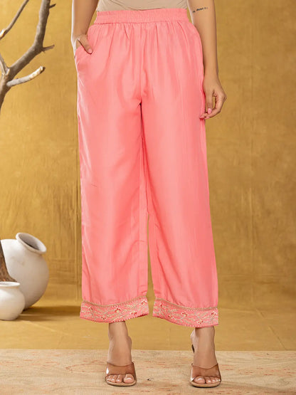 Pink Silk Blend Pakistani Style Kurta Dupatta Set