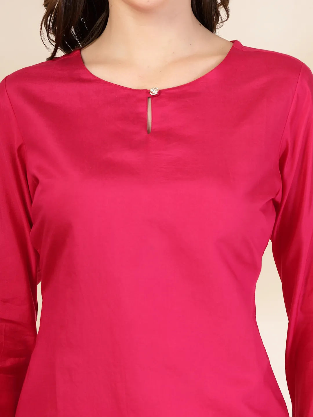 Pink Silk Straight Kurta With Palazzo Dupatta Set