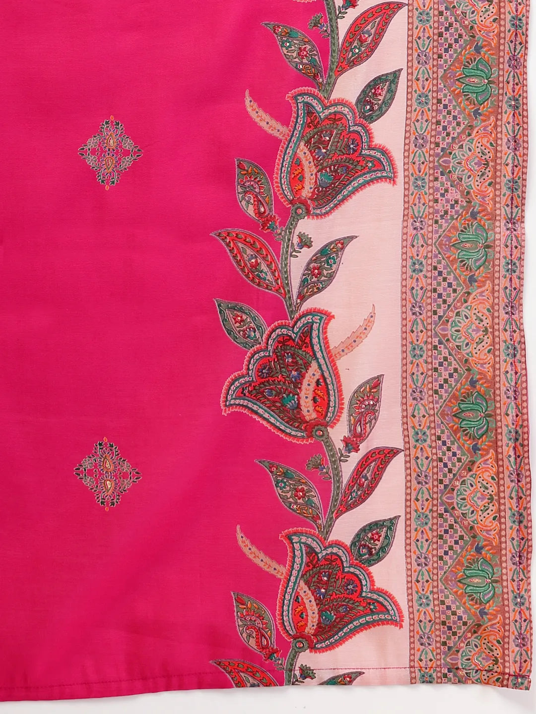 Pink Silk Straight Kurta With Palazzo Dupatta Set