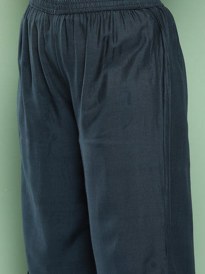 Plus Size Ethnic Motifs Printed Regular Cotton Kurta With Palazzos