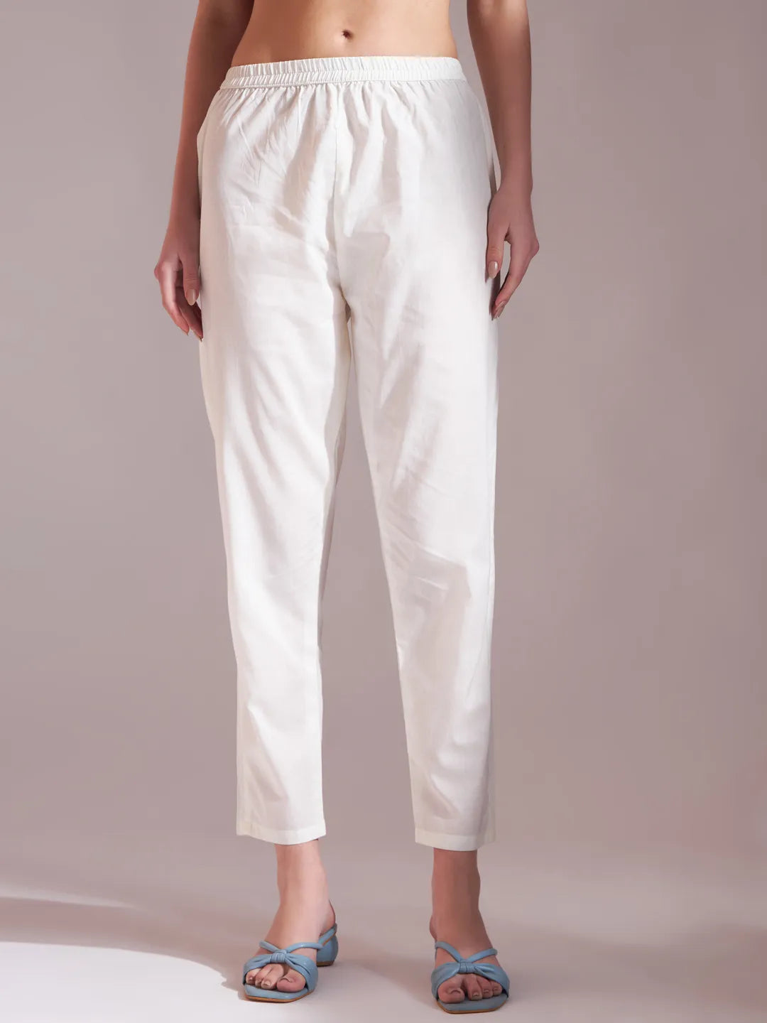 Premium Mul Cotton Blue Tassel Work Flared Kurta Dupatta Pant Set