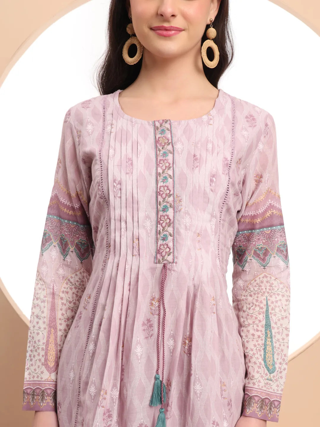 Premium Mul Cotton Lavender Kurta Dupatta Pant Set