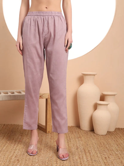 Premium Mul Cotton Lavender Kurta Dupatta Pant Set