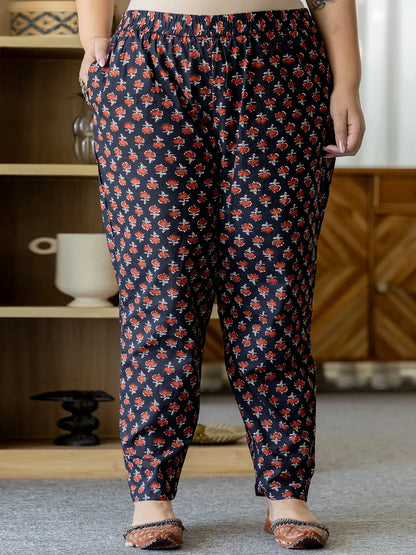 Pure Cotton Black Plus Size Kurta Dupatta Pant Set