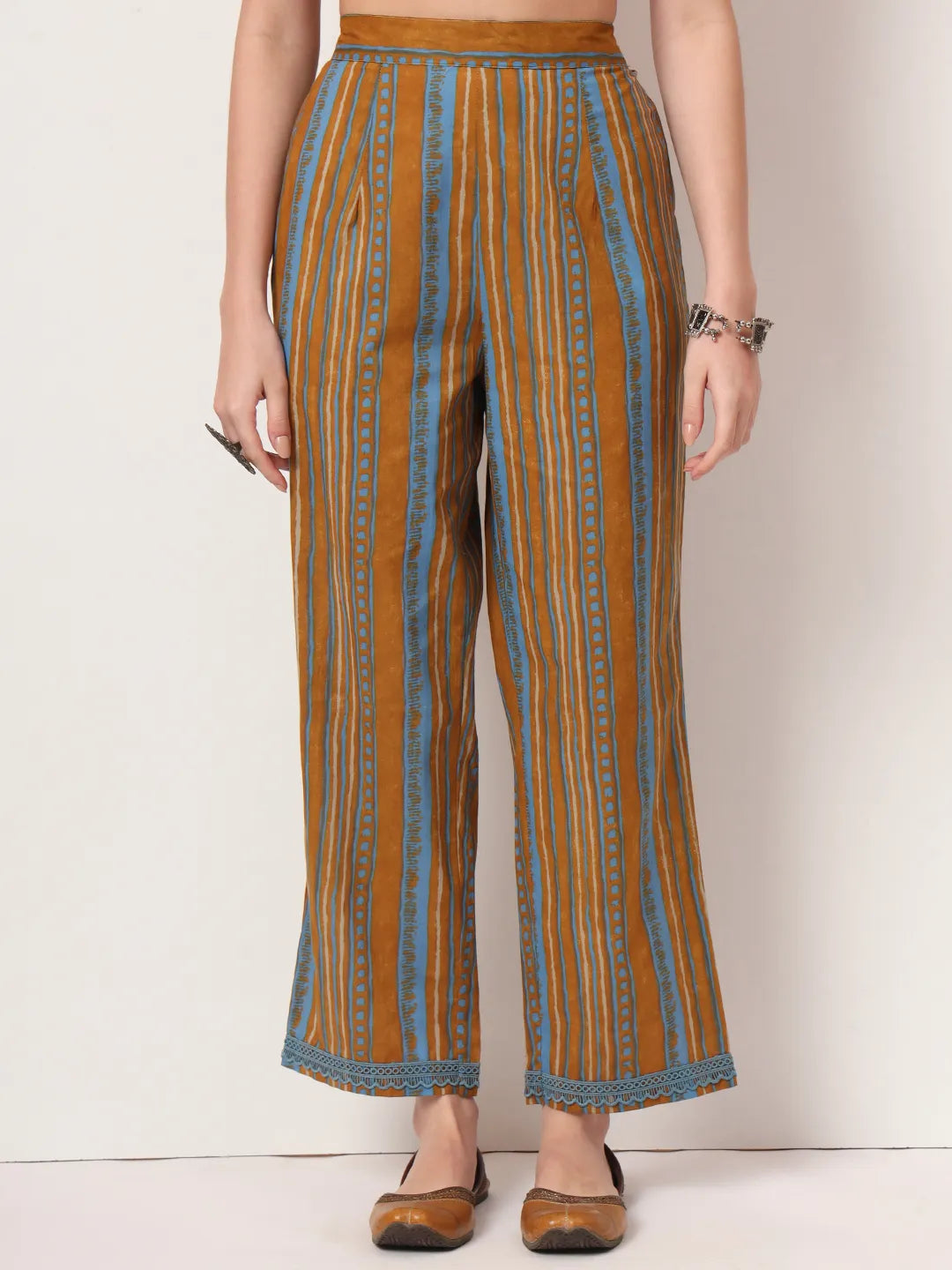 Pure Cotton Mustard Kurta Dupatta Set With Lace Detailing