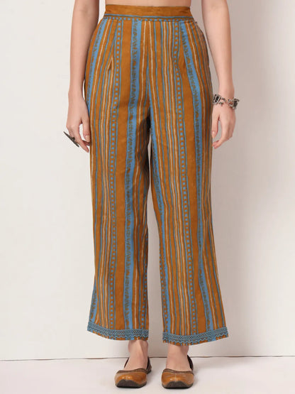 Pure Cotton Mustard Kurta Dupatta Set With Lace Detailing