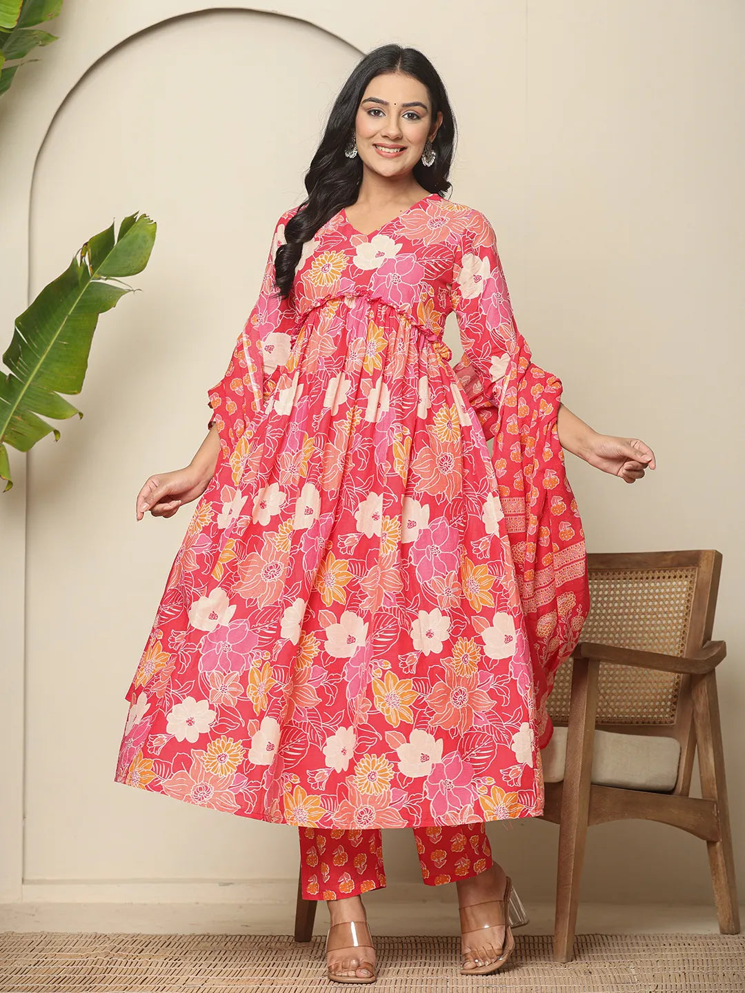 Pure  Cotton Pink Maternity Kurta Set