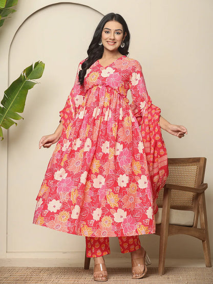 Pure  Cotton Pink Maternity Kurta Set