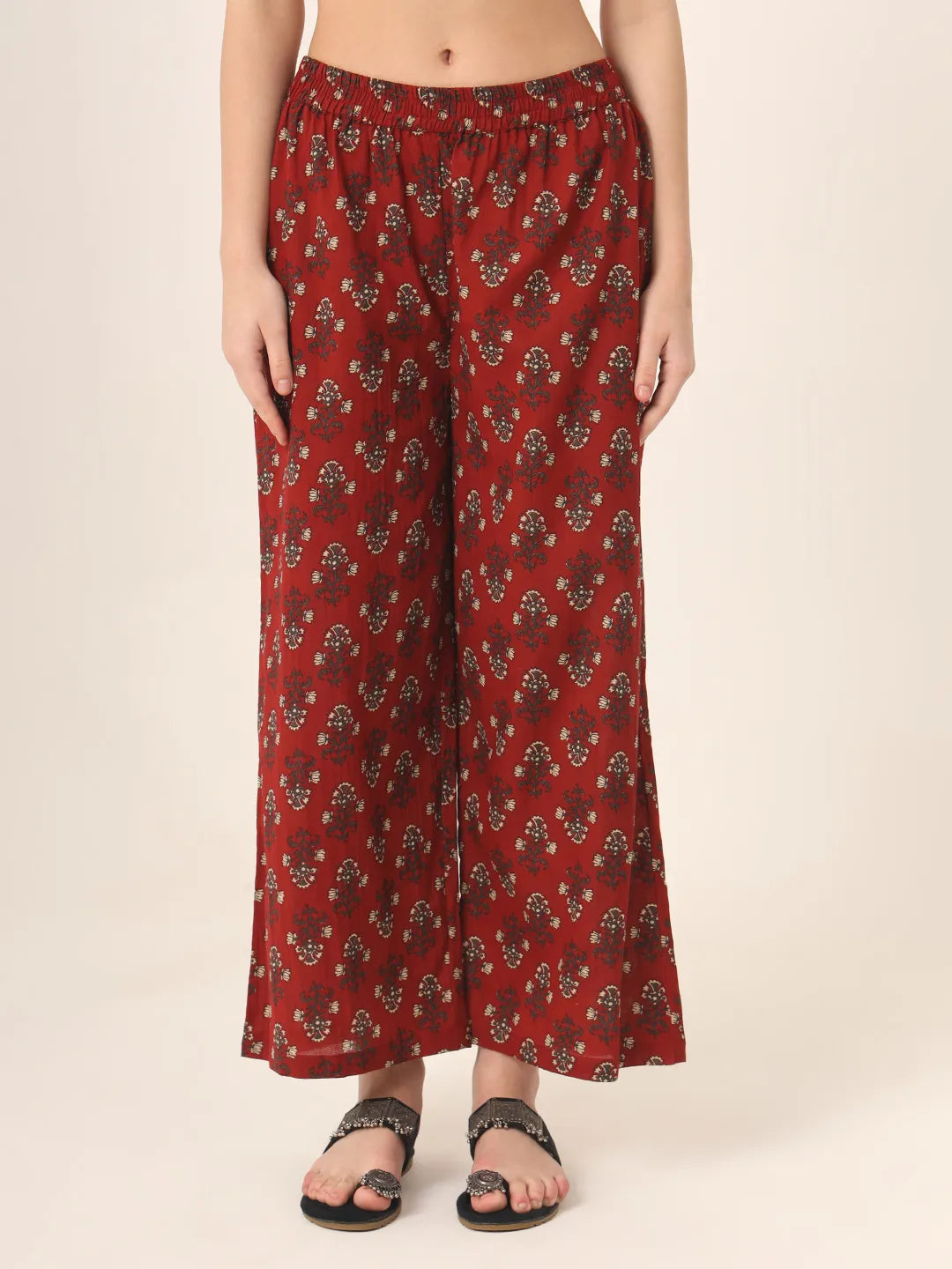 Pure Cotton Red A-Line Kurta Dupatta Set With Handwork