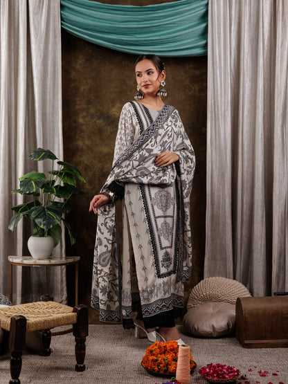 Pure Muslin Silk White Kurta Dupatta Set