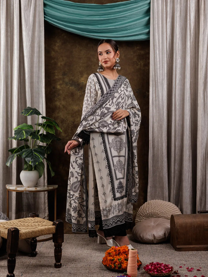 Pure Muslin Silk White Kurta Dupatta Set