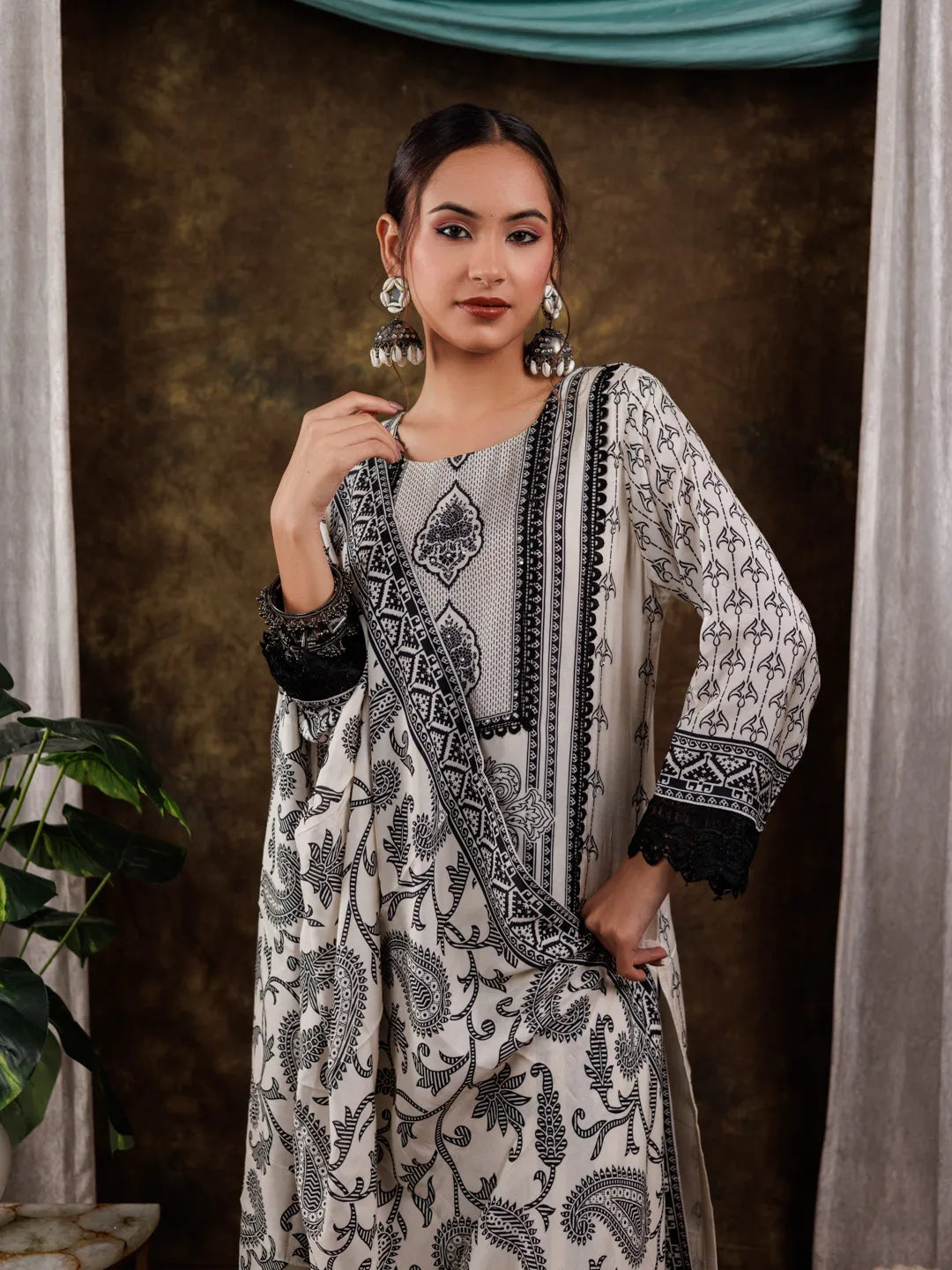 Pure Muslin Silk White Kurta Dupatta Set