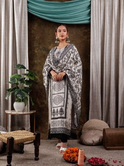 Pure Muslin Silk White Kurta Dupatta Set