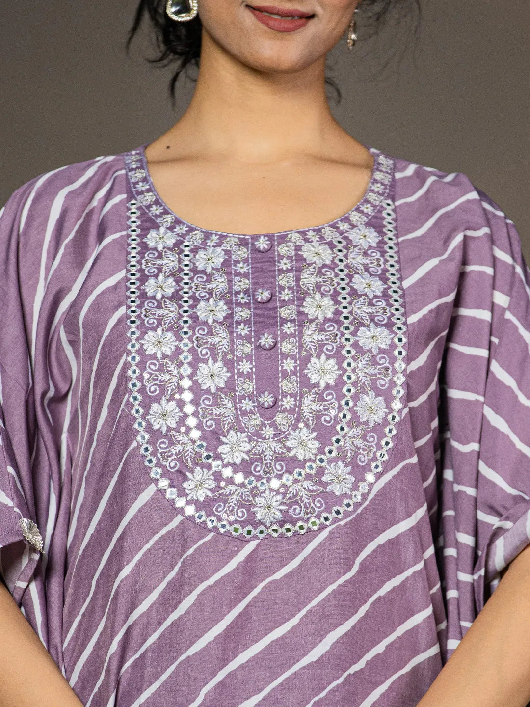 Leheriya Embroidered Kaftan Kurta Set