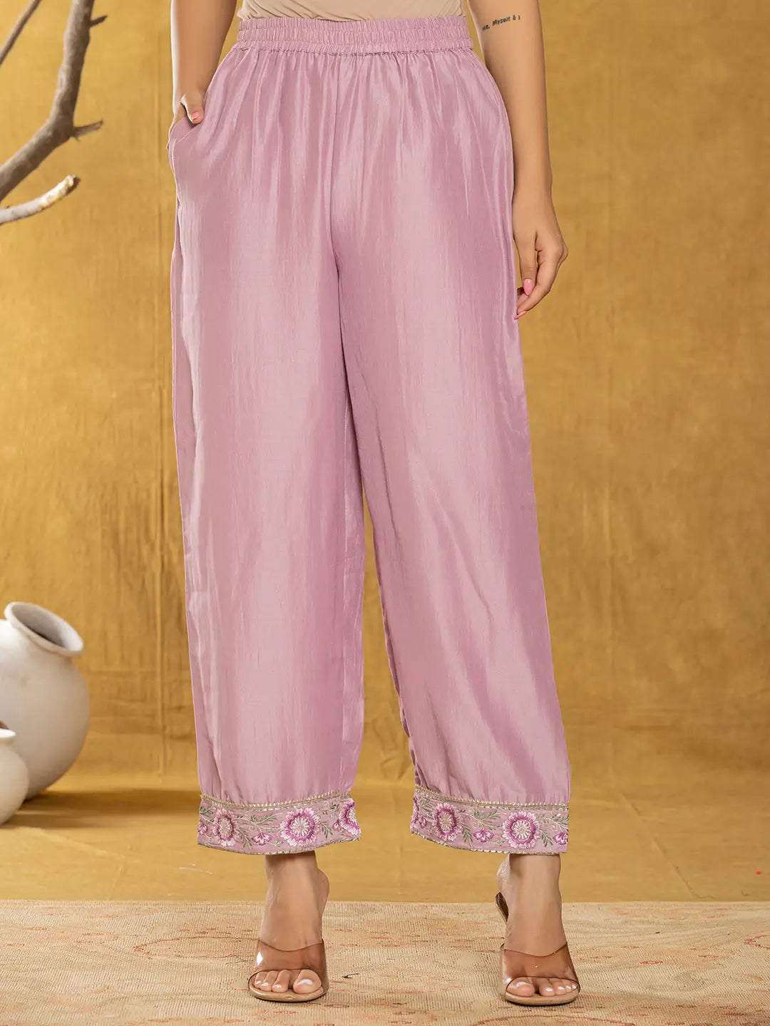 Purple Silk Blend Pakistani Style Kurta Dupatta Set